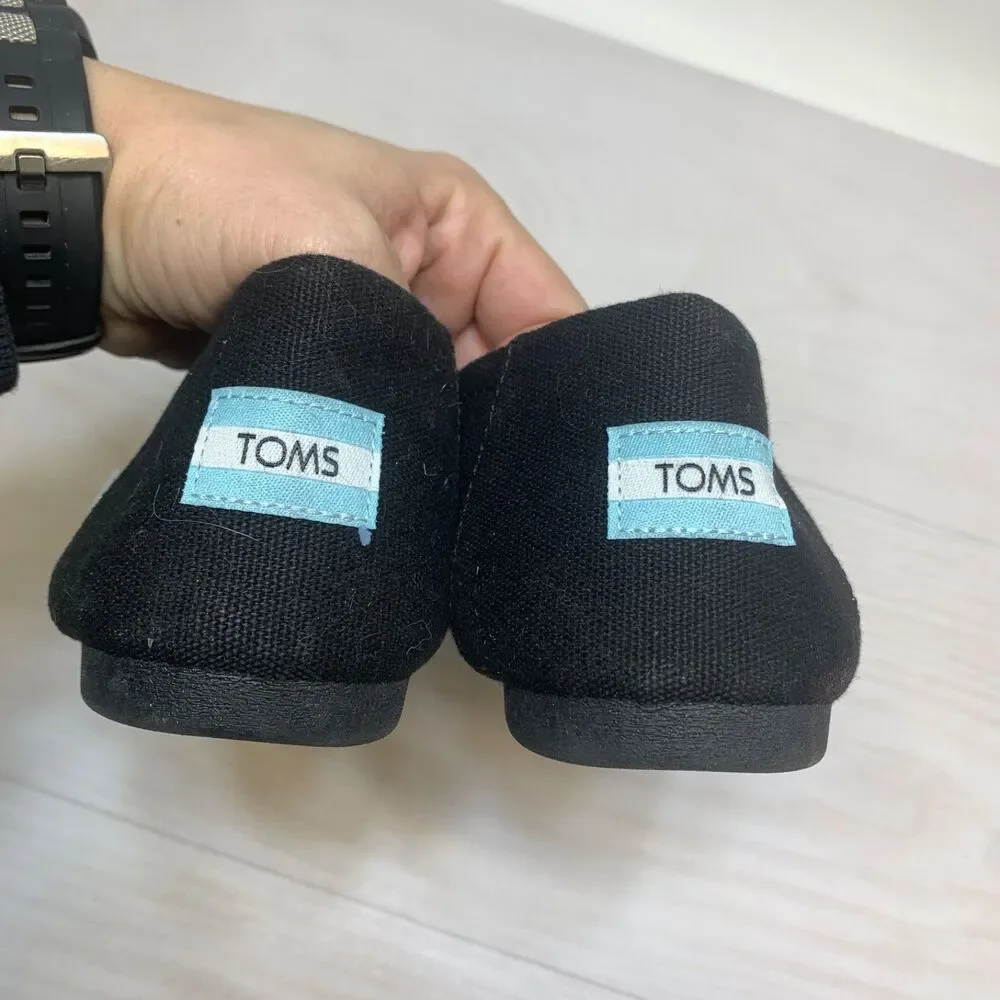 Womens TOMS Canvas Slip On Black Comfort Classic Lightweight‎  US Size 10